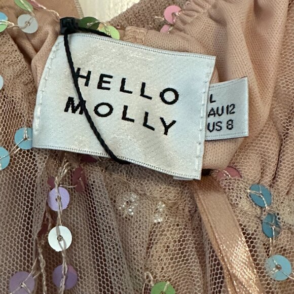 Mini party dress, beige/pink with coloful with sequin - Picture 6 of 6